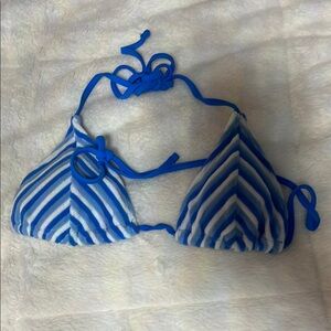 SHEIN Blue and White Striped Bikini Top